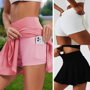 Nederdel med indbyggede shorts og lomme | SKORTIFY