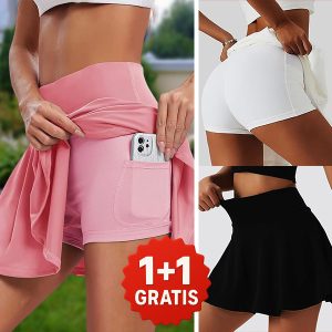 Nederdel med indbyggede shorts og lomme | SKORTIFY 1+1 GRATIS